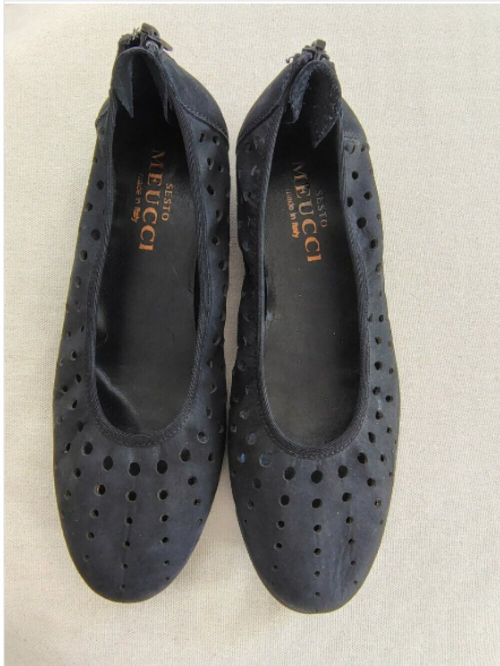 Sesto Meucci Dova Black Perforated Leather Ballet Flat 6